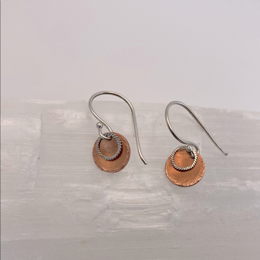 Sterling Silver and Copper Earrings